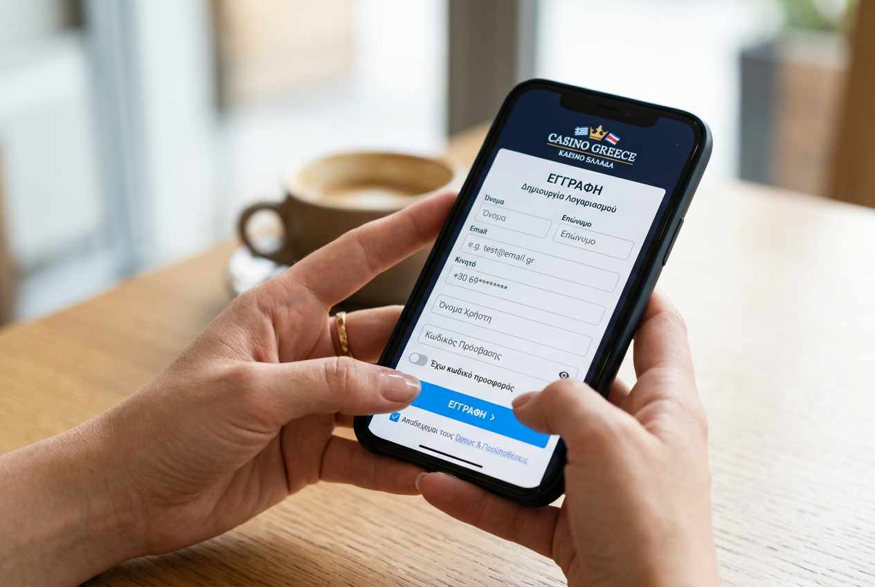 Smartphone displaying a casino registration screen